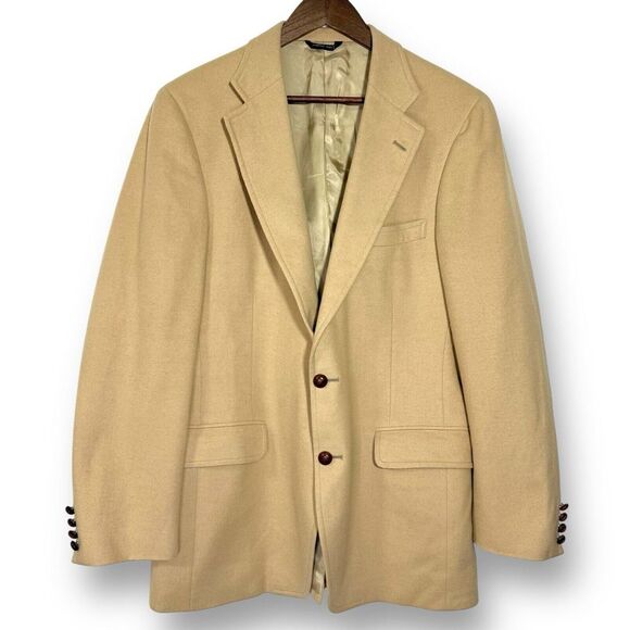 VTG 80s Ralph Lauren Scotland Camel Hair Blazer Jacket Sport Coat Wool‎ Made USA